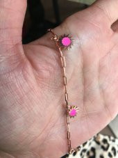 925 Ayar Gümüş Neon Flash Pembe Güneş Figürlü Bileklik - 2