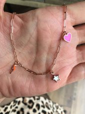 925 Ayar Gümüş Neon Flash Deniz Atı Figürlü Rose Gümüş Bileklik - 5