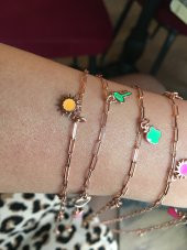 925 Ayar Gümüş Neon Flash Deniz Atı Figürlü Rose Gümüş Bileklik - 6