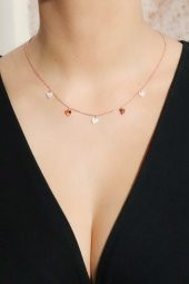 925 Ayar Gümüş İçi Taşlı Kalp Kolye - 3