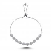 925 Ayar Gümüş Damla Motifli Asansör Taşlı Bileklik - 1