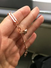 925 Ayar Gümüş Trend Rose Altın Kaplama Yıldızlı Bileklik - 2