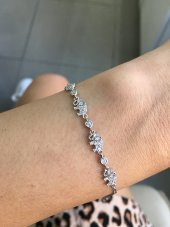 925 Ayar Gümüş Fil Motifli Taşlı Bileklik - 4