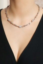 925 Ayar Gümüş Tifany Taşlı Gümüş  Kolye - 3