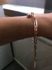 925 Ayar Gümüş Trend Rose Altın Kaplama Yıldızlı Bileklik - 6