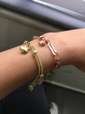 925 Ayar Gümüş Trend Rose Altın Kaplama Yıldızlı Bileklik - 7