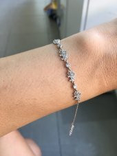 925 Ayar Gümüş Fil Motifli Taşlı Bileklik - 5