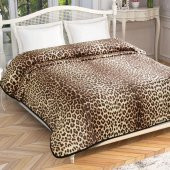 Taç Leopard Çift Kişilik Battaniye Kahve 220*240 - 1