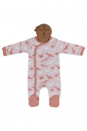 Ecocotton Organik Pamuk  Baskılı Bebek Tulum - Turna Somon - 2