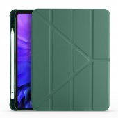 KNY Apple İpad 12.9 2020 İçin Kalemlikli Standlı Arkası Silikon Trifolding Kılıf Yeşil - Siyah - 1