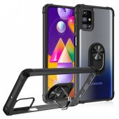 KNY Samsung Galaxy M31S Kılıf Renkli Silikon Kenarlı Yüzüklü Manyetik Mola Kapak Kırmızı - 3