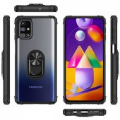 KNY Samsung Galaxy M31S Kılıf Renkli Silikon Kenarlı Yüzüklü Manyetik Mola Kapak Kırmızı - 5