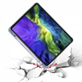 KNY Samsung Galaxy Tab S7 Plus T970 İçin Kalemlikli Standlı Arkası Silikon Trifolding Kılıf Mavi - 2