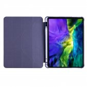 KNY Samsung Galaxy Tab S7 Plus T970 İçin Kalemlikli Standlı Arkası Silikon Trifolding Kılıf Mavi - 3