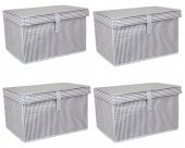 4 Adet - Kapaklı Çok Amaçlı ( Çamaşır-Saklama-Düzenleme vb) Hurç, Kutu - 40x30x26 - Mini Kutu - Gri - 1
