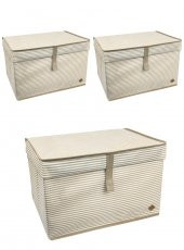 3 Adet - Kapaklı Organizer Kutu - Çok Amaçlı ( Çamaşır-Saklama-Düzenleme vb.) Hurç, Kutu 50x40x30 - Maxi Boy Kutu - Kahverengi - 1