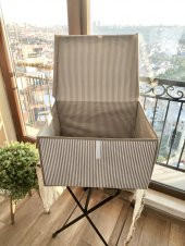 3 Adet - Kapaklı Organizer Kutu - Çok Amaçlı ( Çamaşır-Saklama-Düzenleme vb.) Hurç, Kutu 50x40x30 - Maxi Boy Kutu - Kahverengi - 3