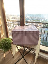 5 Adet - Kapaklı Organizer Maxi Kutu - Çok Amaçlı ( Çamaşır-Saklama-Düzenleme vb.) Maxi Hurç, Kutu 50x40x30 - Maxi Boy Kutu - Pembe - 3