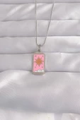 316L Çelik Gümüş Renk Pembe Mineli Güneş Model Tarot Kolye - TJ-BKO9043 - 1