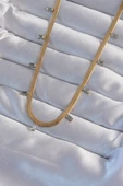316L Çelik Gold Renk Baget Taşlı İtalyan Zincir Kolye - TJ-BKO8994 - 1