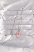 316L Çelik Gümüş Renk Pembe Mineli Güneş Model Tarot Kolye - TJ-BKO9043 - 2