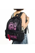 Black Pink Baskılı Laptop Sırt Çantası Piersingli - 2