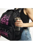 Black Pink Baskılı Laptop Sırt Çantası Piersingli - 3