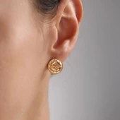 El İşlemeli Round Motifli Altın Telkari Küpe - 2