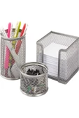 DRT Metal Masa Üstü 3 Lü Kalemlik Seti Gri thumbnail 1