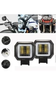 4EVER Motosiklet Atv Utv Kamyon Tekne Sis Farı Beyaz Angelli 2 Adet Sağ Sol Takım Set - 2