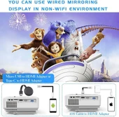 Nisoo WiFi ve Bluetooth Özellikli - Mini Film Projektörü, Ev Eğlencesi İçin 1080P Destekler - 3