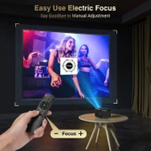 Happrun Mini Projektör, 1080P Destekli Taşınabilir Bluetooth Projektör Hoparlörlü - 3