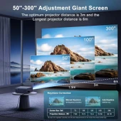 Agreago WiFi 6 ve Bluetooth 5.2, 400 ANSI Yerel 1080P 4K Destekli Projektör - Mavi - 3