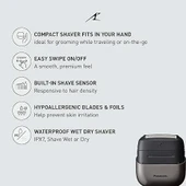 Panasonic Swipe Right 3 Bıçak Unisex Şarjlı Tıraş Makinesi Kuru/Islak ES-CM3A-W -Siyah - 4