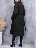 Kadın Uzun Kışlık İçi Elyaflı Astarlı Şişme Mont - 3