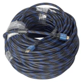 Powermaster Örgülü Çipsetli 50 Metre HDMI Kablo Hazır Kablo Bilgisayar Uydu Cihazı Lcd Led Tv Monitör Kablosu - 4