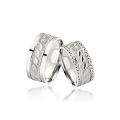 Kuş Gözü Desenli Çift Gümüş Alyans Yüzük - 2