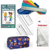 Kırtasiye Seti 5 li Gönye, Cetvel, kalemlik ingilizce sözlük - 1