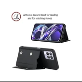 Cbtx Oppo Realme Uyumlu 8i İçin Cilt Pu + Tpu + Pc Geri Kapak Kart Yuvaları Ve Tutucu Ve Fotoğraf Çerçeveli Şok Geçirmez Telefon Kılıfı - 3