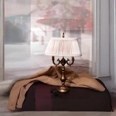 Ottoman Abajur BRONZ Ayak VİZON Başlık 73 x 43 cm - 2