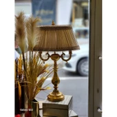 Ottoman Abajur ALTIN Ayak VİZON Başlık 73 x 43 cm - 2