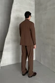 Erkek Oversize Rahat Kalıp Kruvaze Takım Elbise - 5