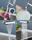 QASUL 360° Döner Başlı Şelale Perlatör Süzgeç Lavabo Mutfak Batarya Filtre Musluk Başlığı Tasarruf Ucu - 7