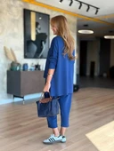 Kadın Iki Iplik Viskon Pamuk Kumaş Arma Detaylı Ikili Takım thumbnail 11