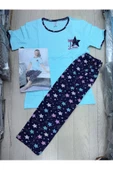 Yıldız Love desen penye kapri pijama takımı- L Beden thumbnail 2