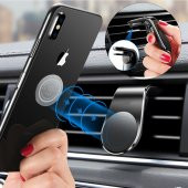 Oto Araç İçi Manyetik Mıknatıslı Mandallı Klima Telefon Tutucu - 2