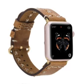 Apple Watch Uyumlu Deri Kordon 42-44-45mm Aqua V18 Taba - 1