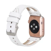 Apple Watch Uyumlu Deri Kordon BA2 42-44-45mm F3 Beyaz - 2