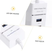 Çok Amaçlı 4 Port Girişli Güçlü Usb 3.0 Port Çoklayıcı Hızlı Aparatı  Beyaz - 5