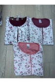 - Ev Hali Pijama- Çiçek desenli pijama takımı pembe- XL Beden - 2